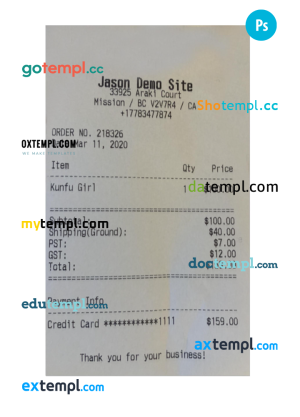 JASON DEMO SITE receipt PSD template