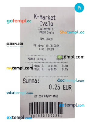 K-MARKET IVALO payment receipt PSD template