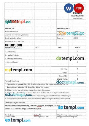 USA financial company employee sheet template in Word and PDF format, version 4