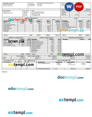 OhioHealth Corporation Paystub Word and PDF template