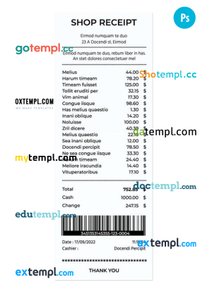 SHOP payment check template PSD template