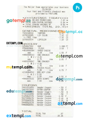 THE MEIJER TEAM receipt template PSD template