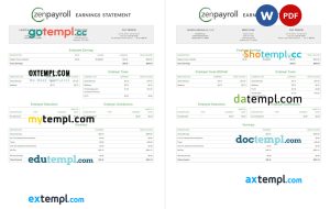 Zenpayroll earnings statement Word and PDF template
