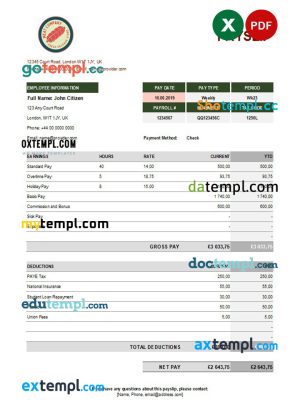 Ukraine Privatbank statement template in Excel and PDF format