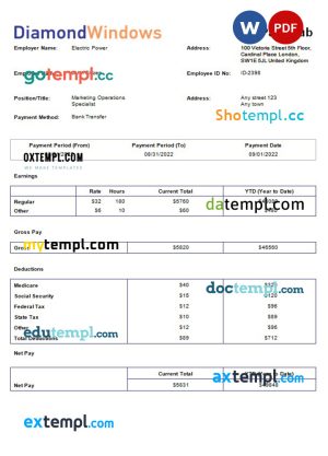 # first fine universal multipurpose utility bill template in Word format
