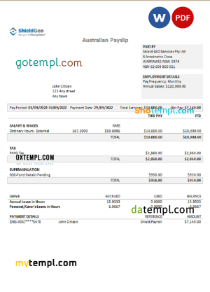 sportswear company earning statement template in Excel and PDF formats