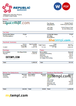 France electricity EDF utility bill template Word and PDF format, good for address prove