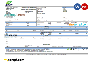 USA Commerce Bank statement easy to fill template in Excel and PDF format