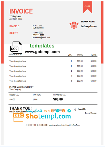 # addict forum universal multipurpose good-looking invoice template in Word and PDF format, fully editable