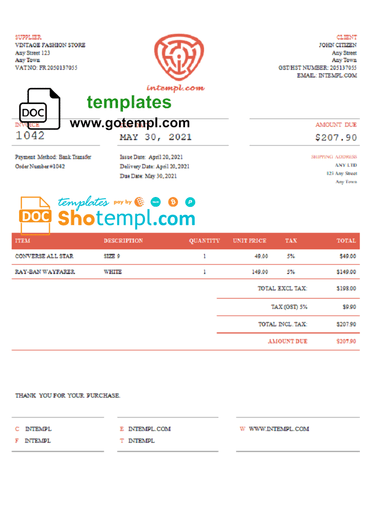# new review universal multipurpose good-looking invoice template in Word and PDF format, fully editable