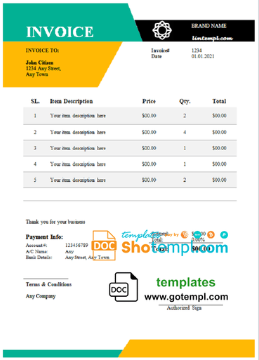 # balance vita universal multipurpose good-looking invoice template in Word and PDF format, fully editable