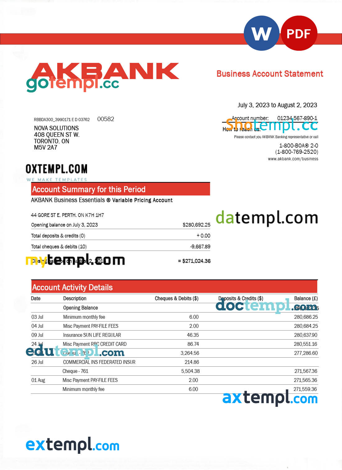 China Development bank account closure reference letter template in Word and PDF format
