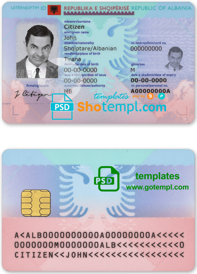 Albania ID template in PSD format, fully editable