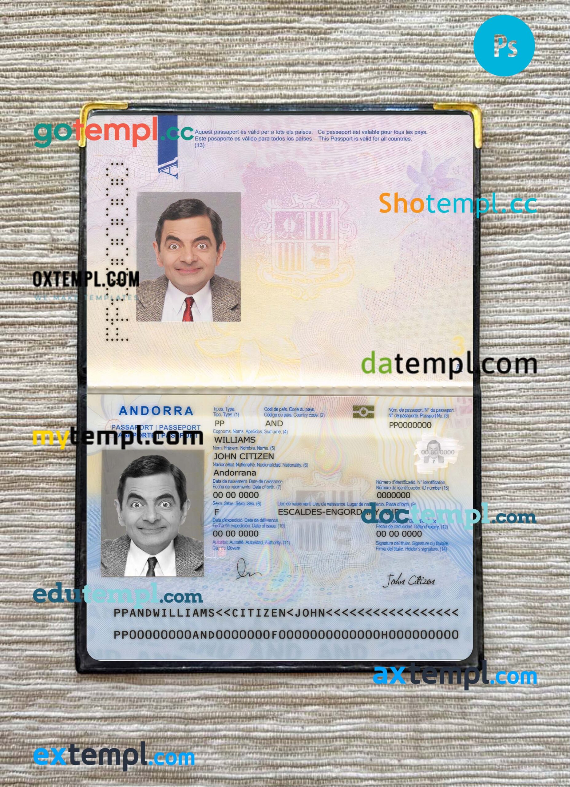 Ecuador cat (animal, pet) passport PSD template, completely editable