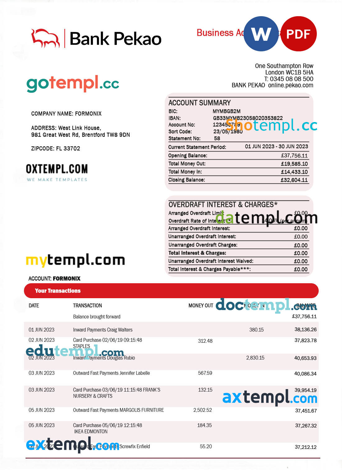 Lebanon company registration certificate Word and PDF template