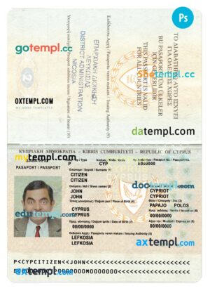Cyprus passport template in PSD format, version 2