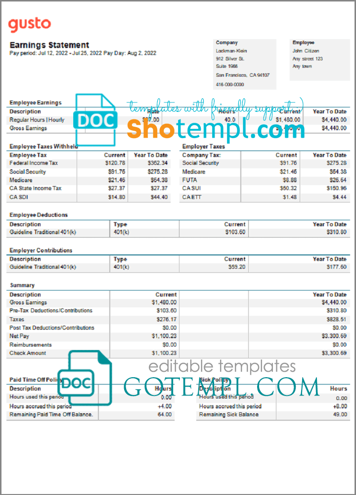 # find sease pay stub template in Word and PDF format