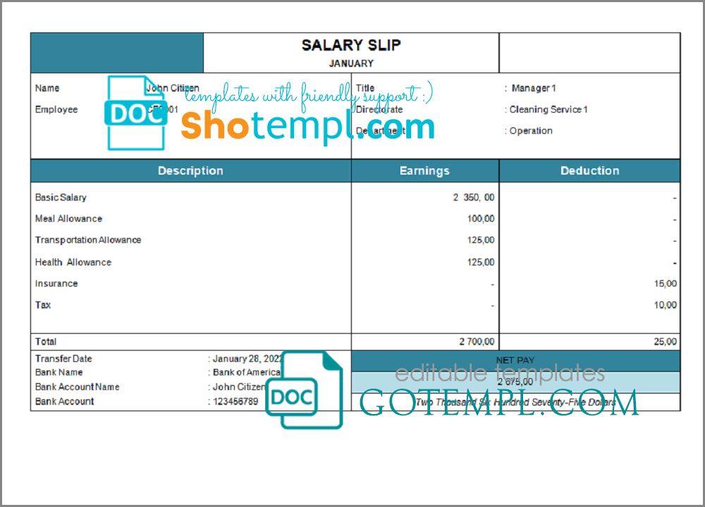 # hang time pay stub template in Word and PDF format