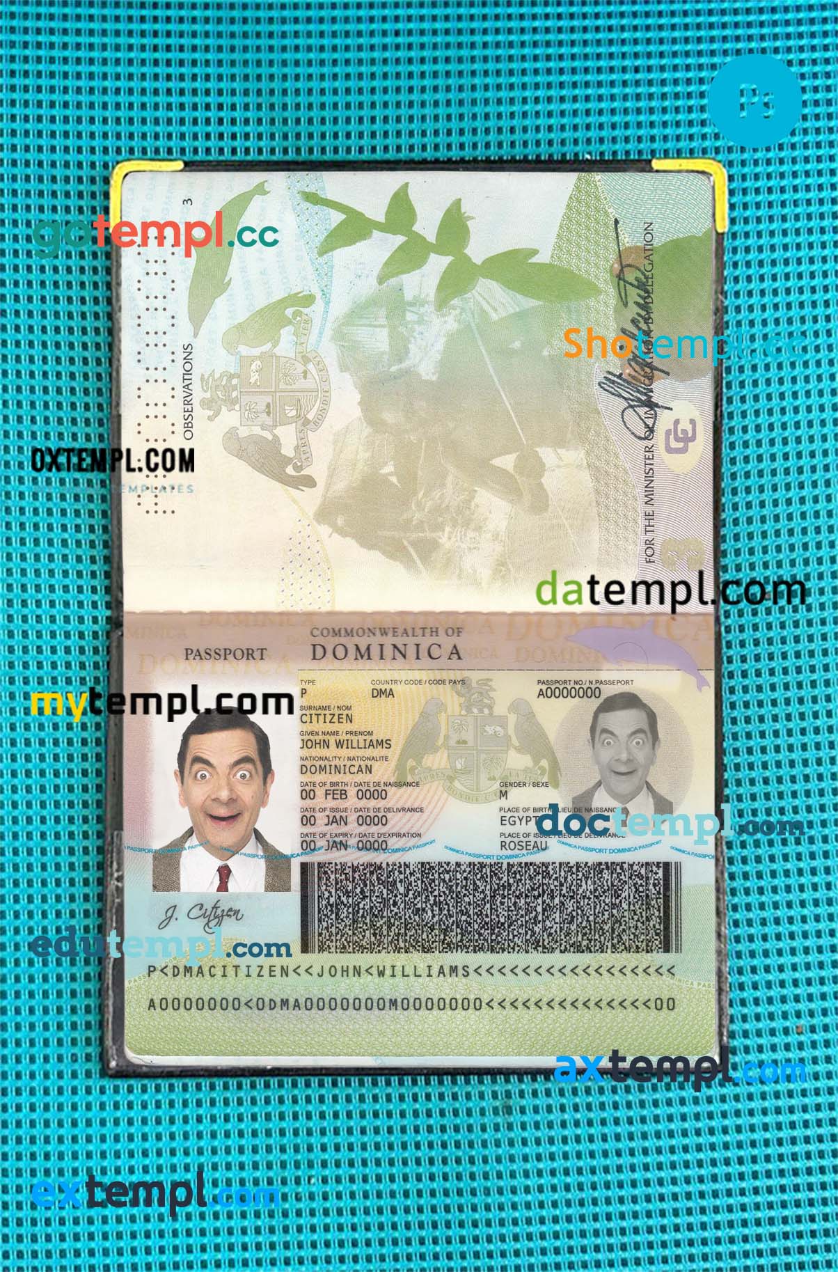Dominican passport PSDs, editable scan and photograghed picture template, 2 in 1