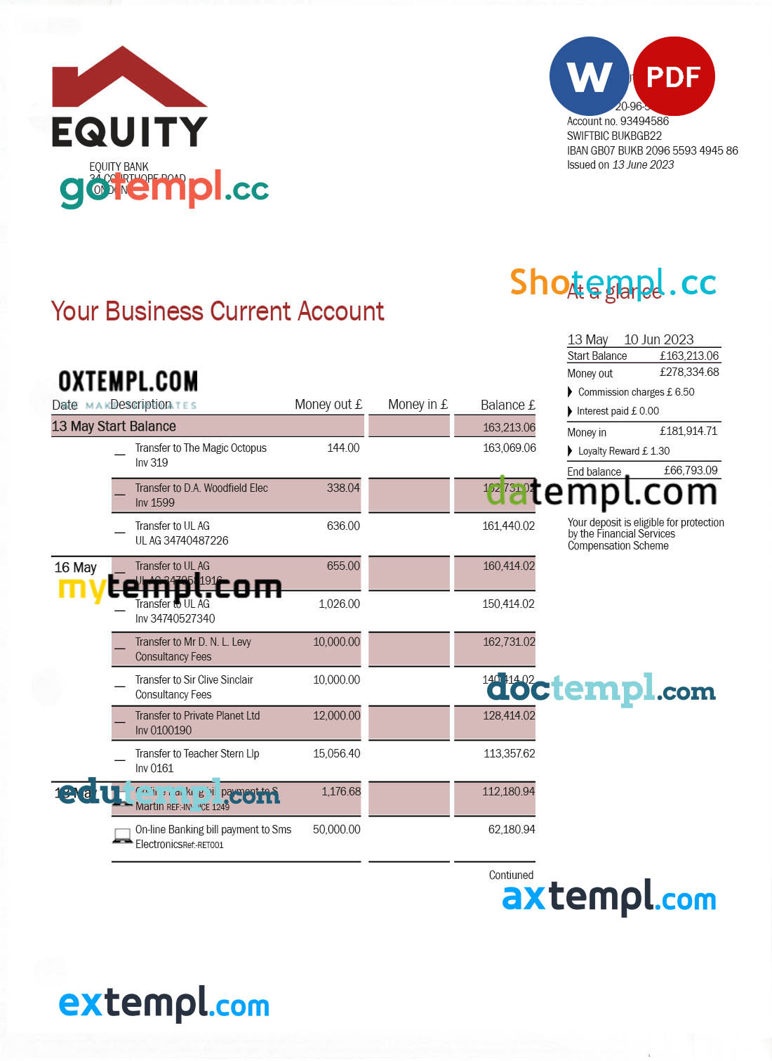 Egypt hotel booking confirmation Word and PDF template, 2 pages