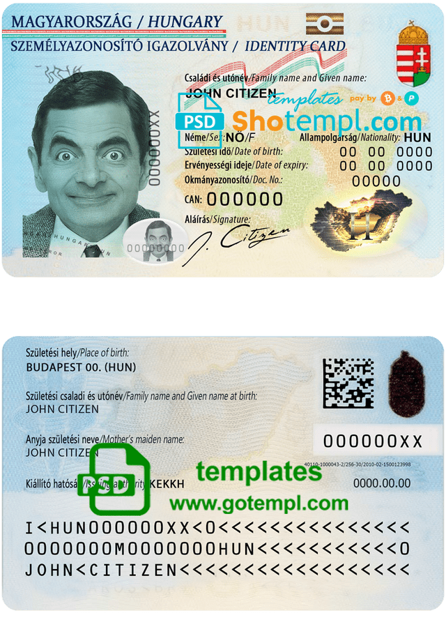 Hungary ID template in PSD format, fully editable