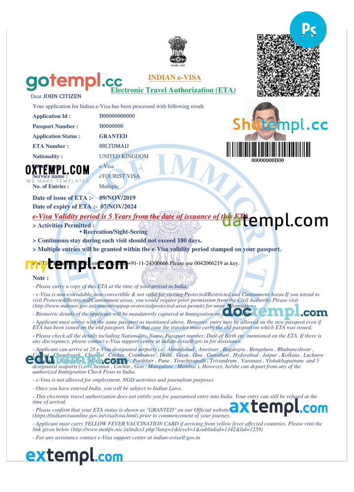 Malta travel visa template in PSD format, version 2