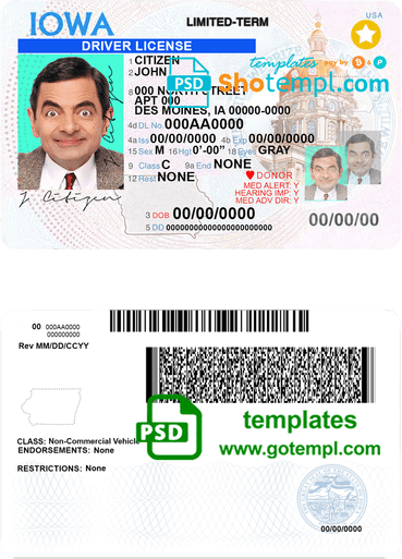 USA Virginia driving license template in PSD format