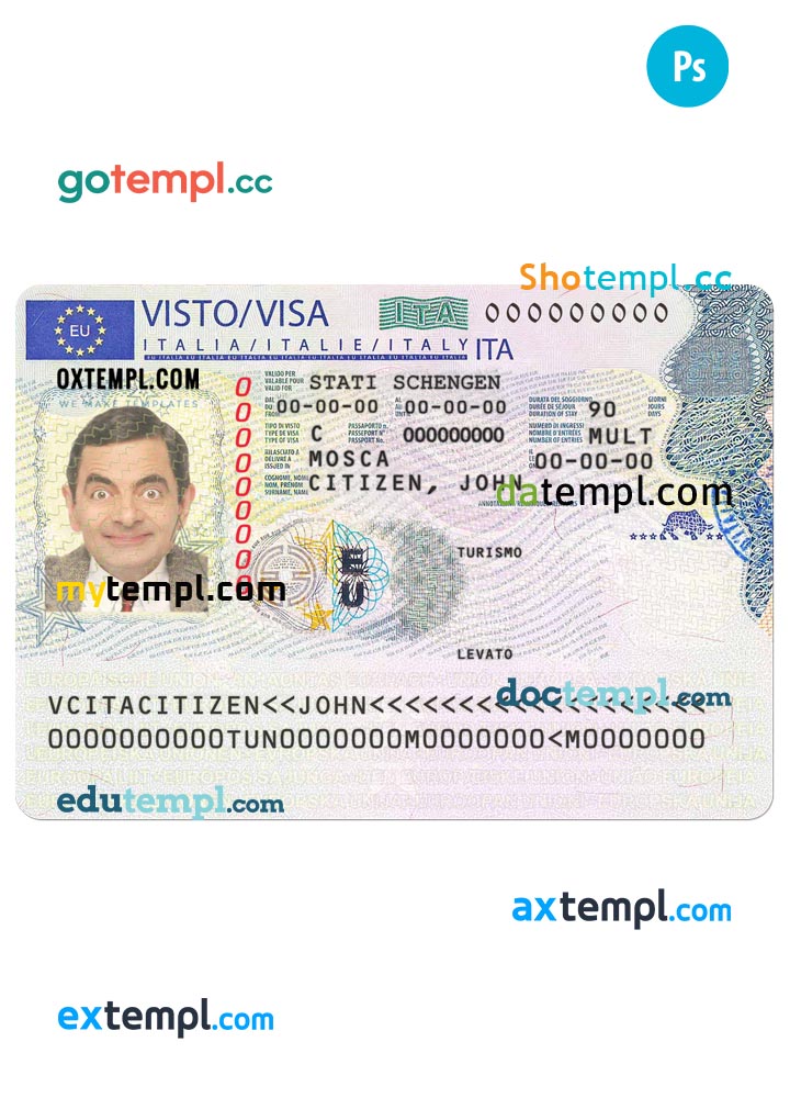 Italy schengen visa PSD template, version 2