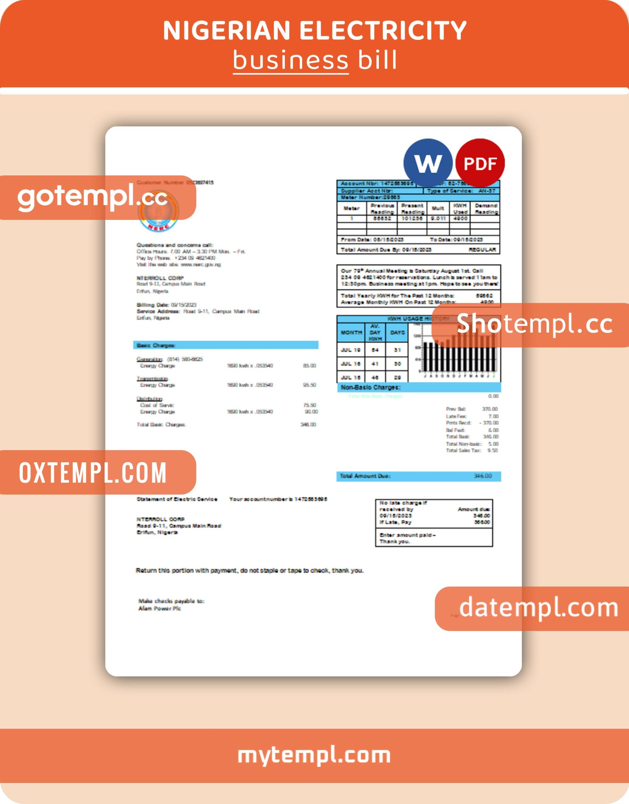 USA DL Services invoice template in Word and PDF format, fully editable