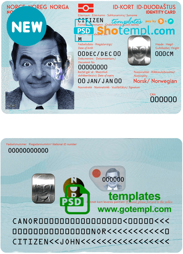Norway ID template in PSD format, fully editable