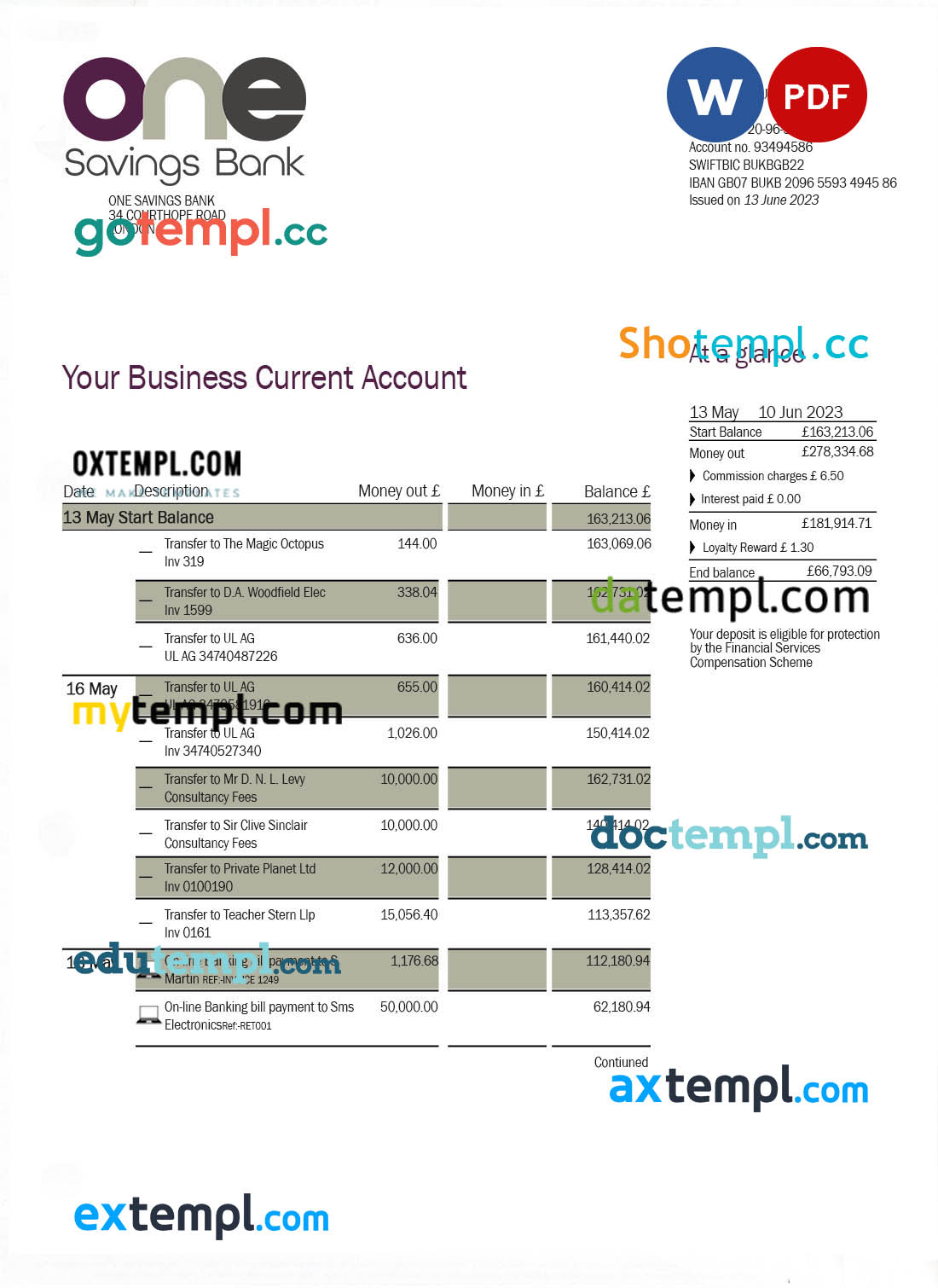 IT Services Invoice template in word and pdf format