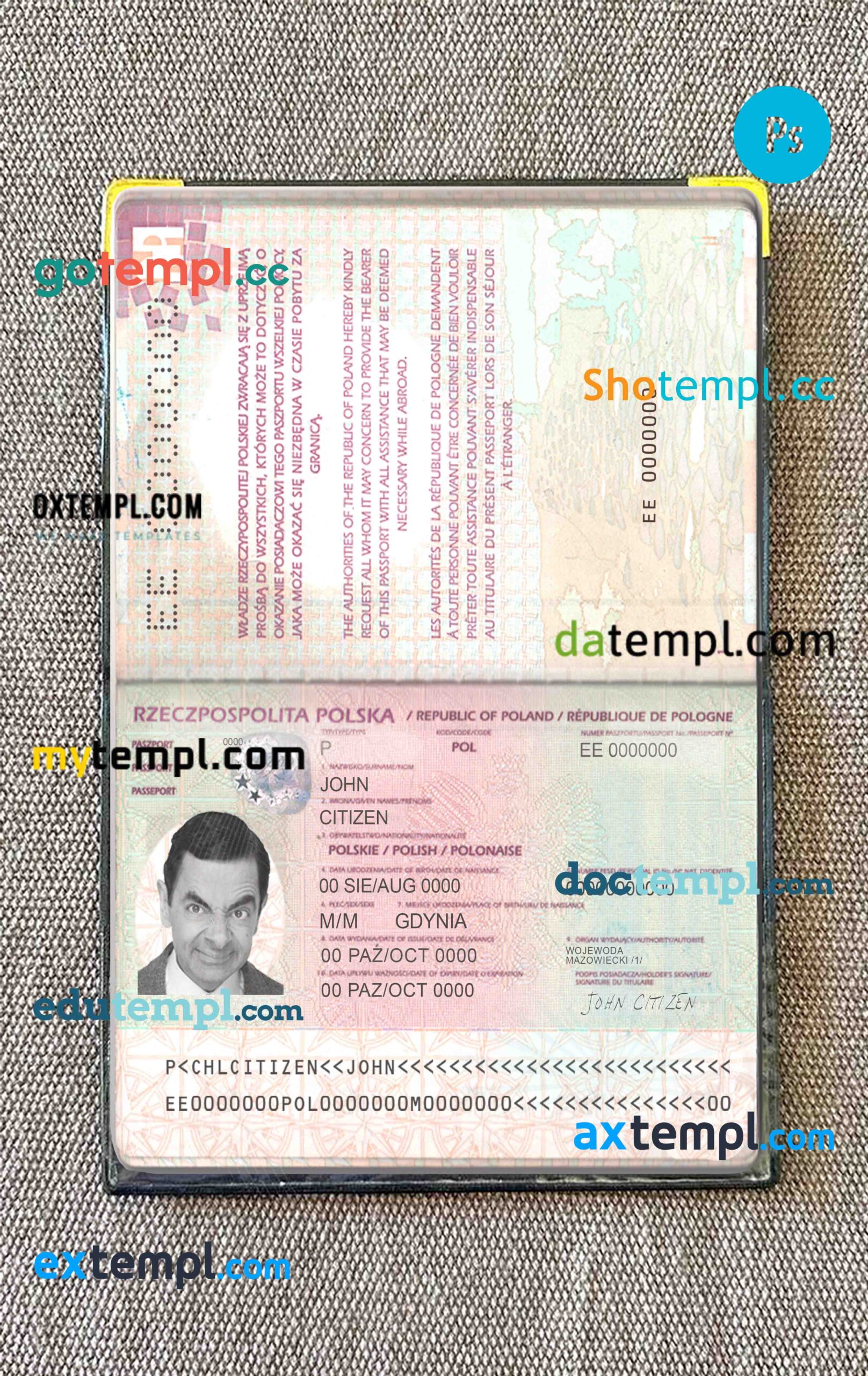 Bosnia and Herzegovina cat (animal, pet) passport PSD template, fully editable