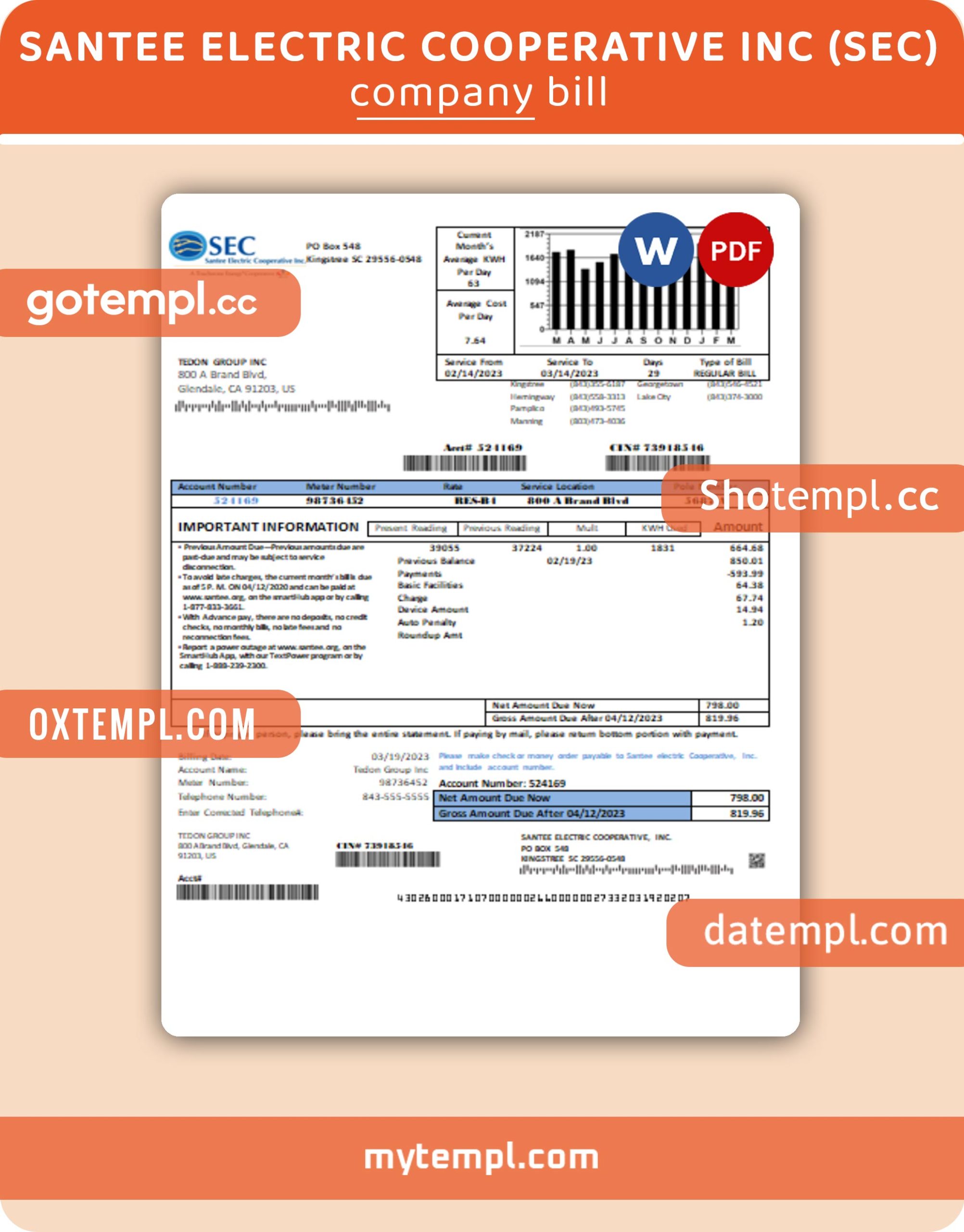 USA Future Corporation invoice template in Word and PDF format, fully editable