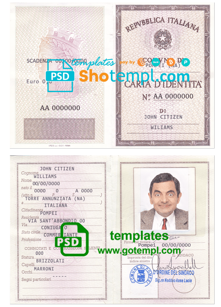 Brazil ID card PSD files, scan look and photographed image, 2 in 1