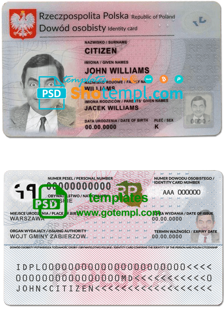 Poland ID template in PSD format, fully editable (2021 - present)