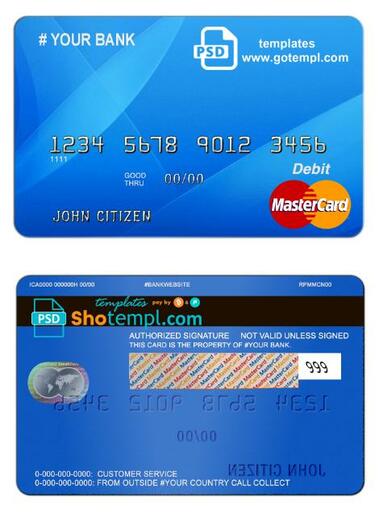 # blue decade universal multipurpose bank card template in PSD format, fully editable