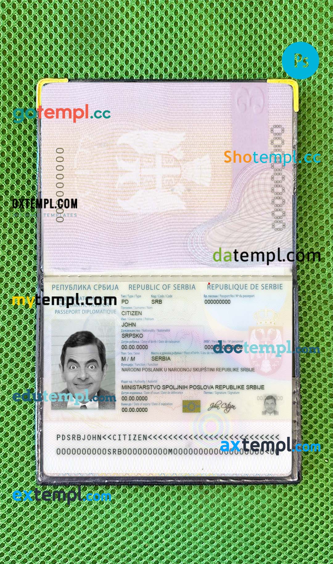 USA Texas state vertical driving license editable PSD template, under 21
