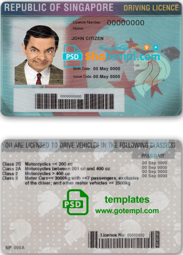 Singapore cat (animal, pet) passport PSD template, fully editable