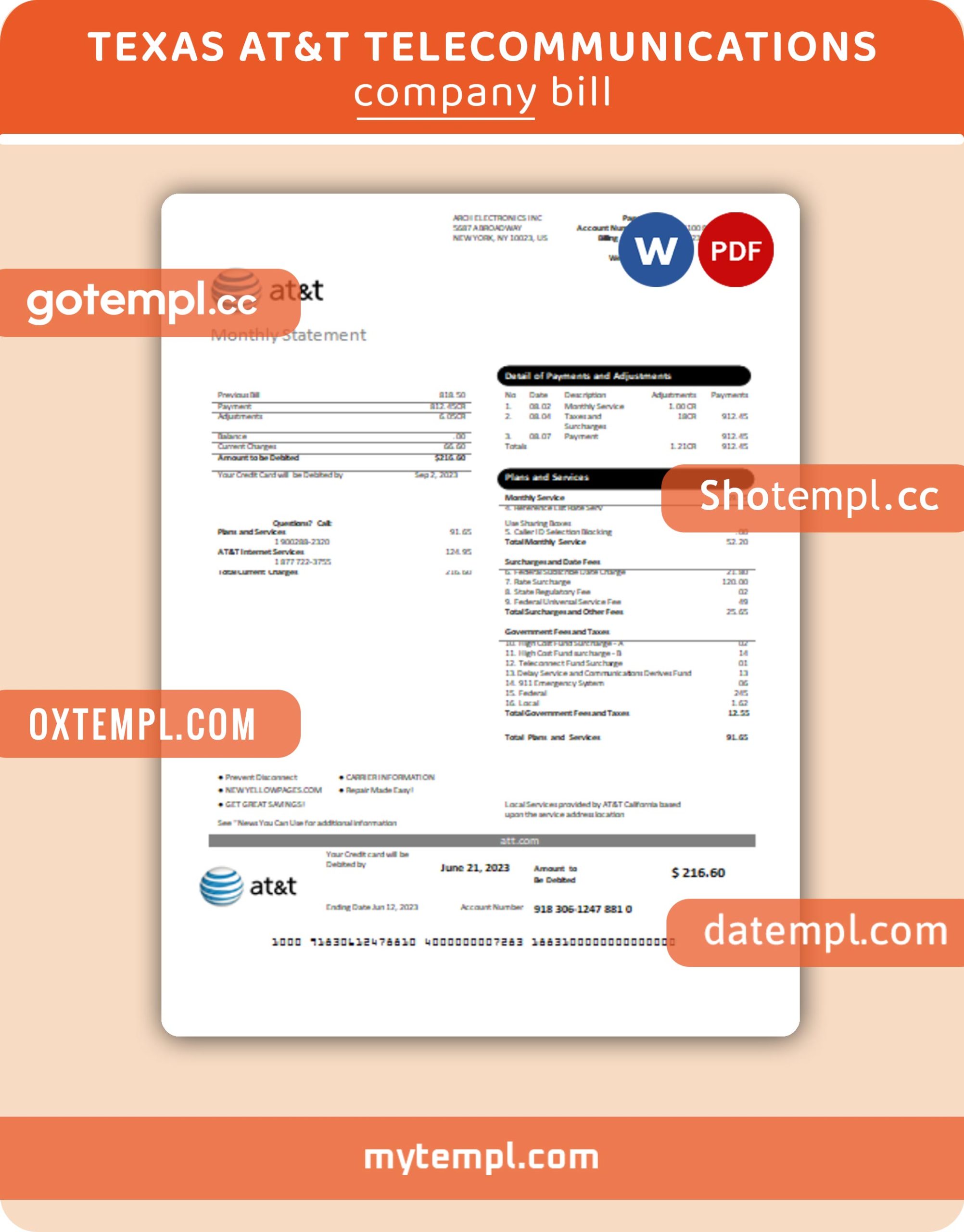 United Kingdom Opus Energy electricity utility bill template in Word and PDF format (2 pages)