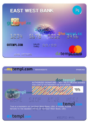 USA East West Bank mastercard template in PSD format