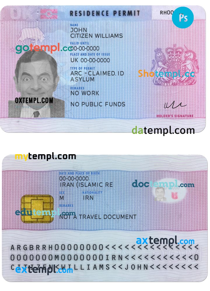 United Kingdom residence permit PSD template, version 2