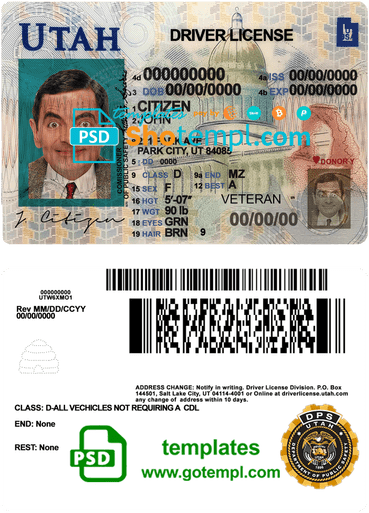 UAE (United Arab Emirates) driving license template in PSD format