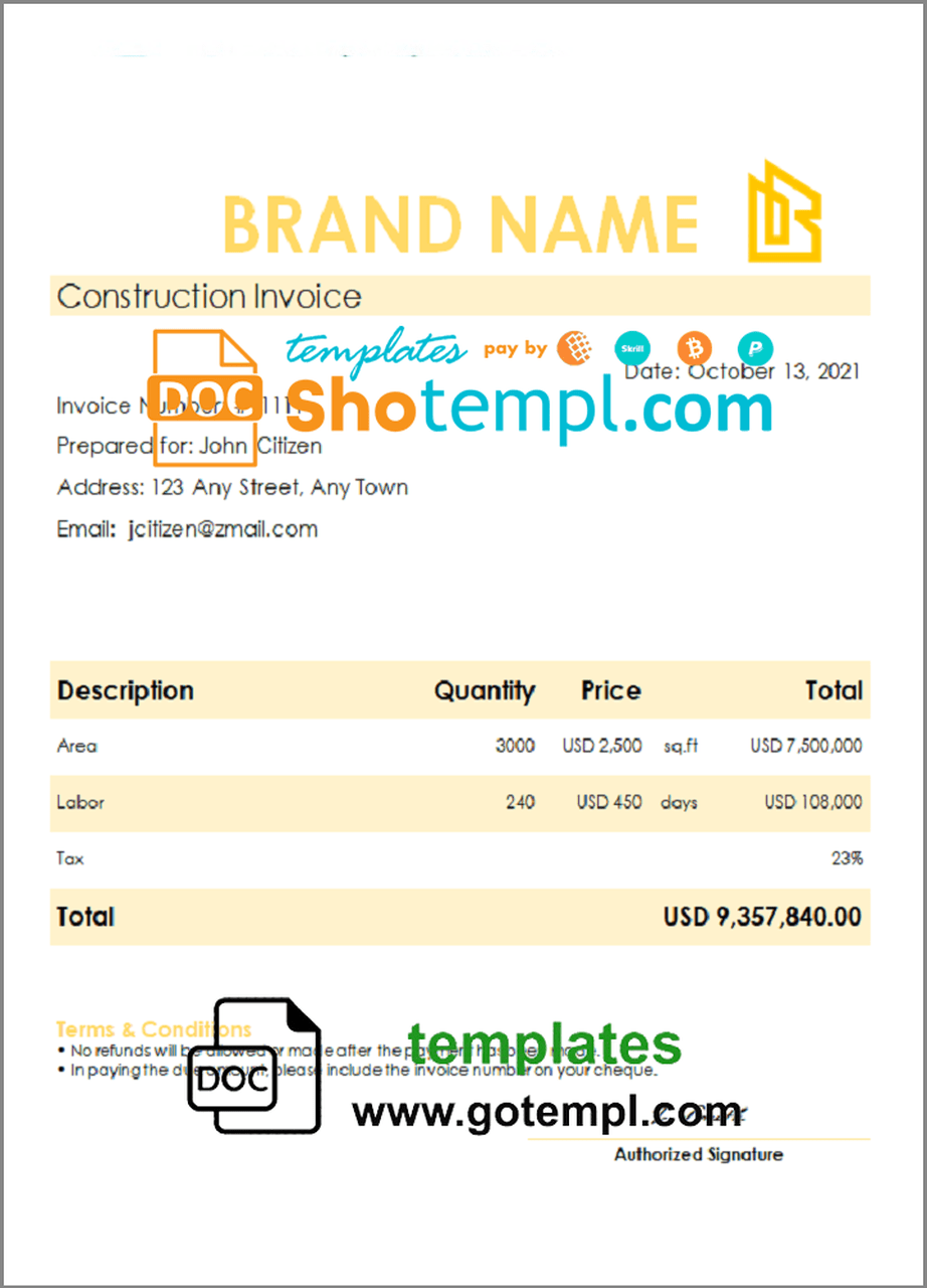 # justice trade universal multipurpose invoice template in Word and PDF format, fully editable