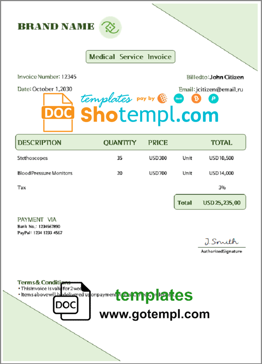 # contact eye universal multipurpose invoice template in Word and PDF format, fully editable