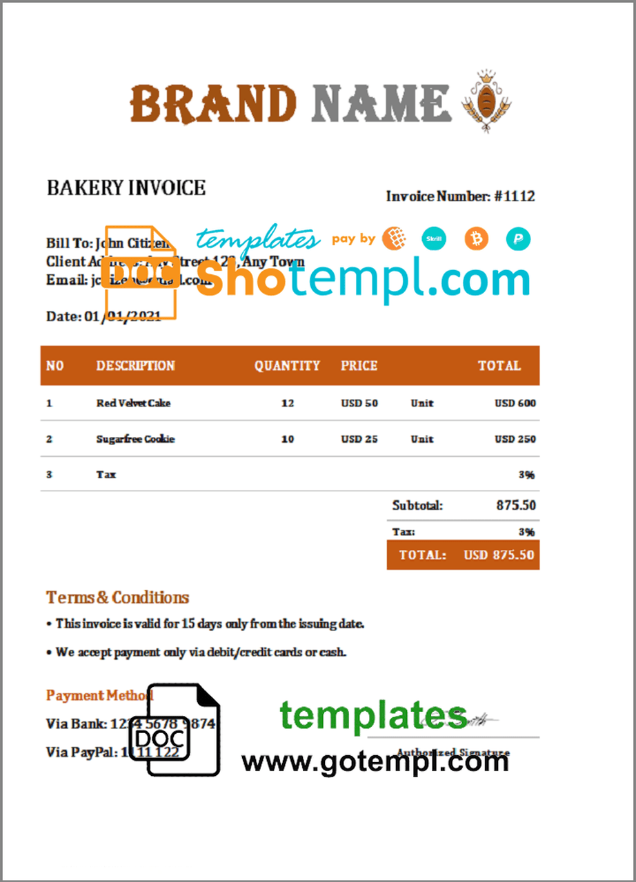 # motivate natural universal multipurpose invoice template in Word and PDF format, fully editable