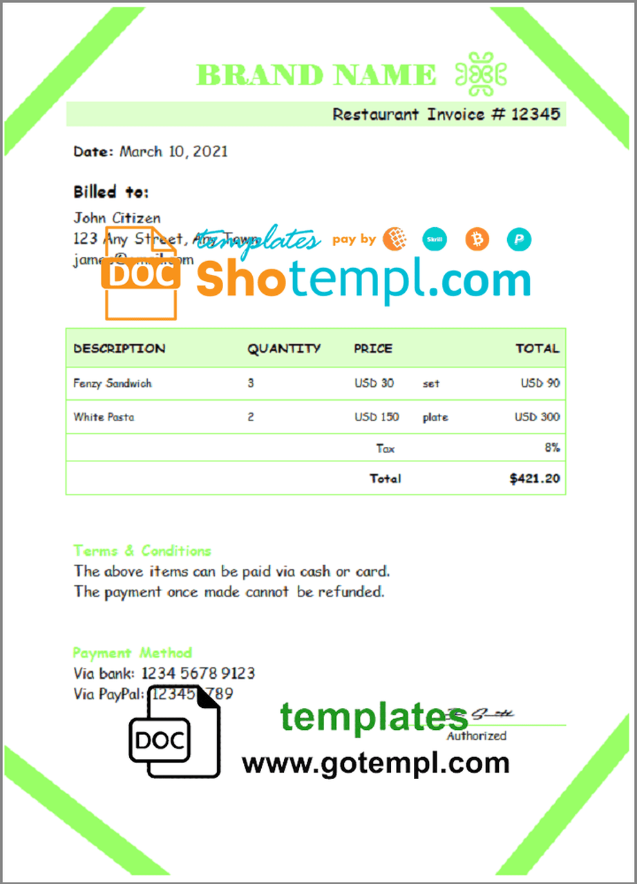 # painter box universal multipurpose invoice template in Word and PDF format, fully editable
