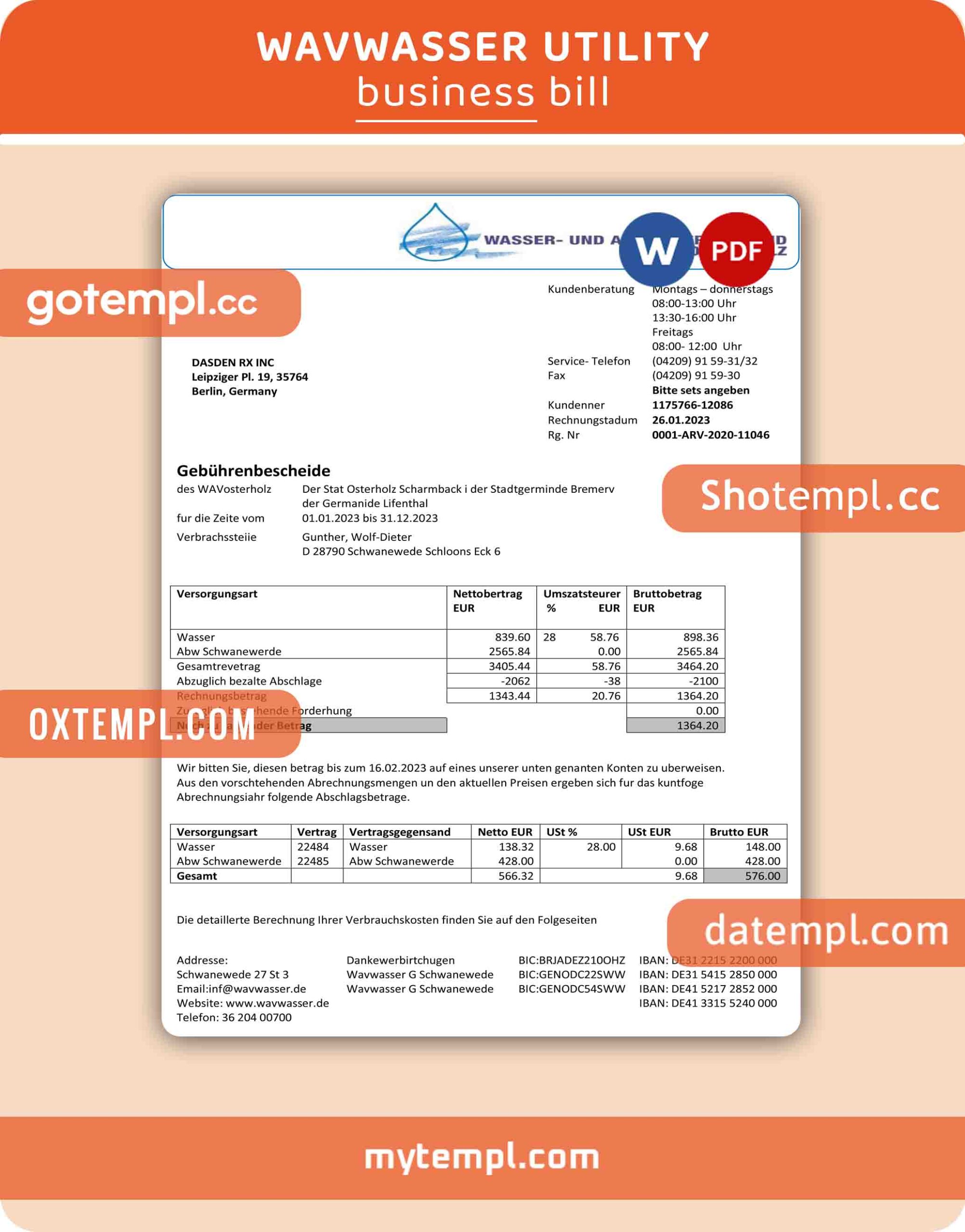 Free Agriculture Invoice template in word and pdf format