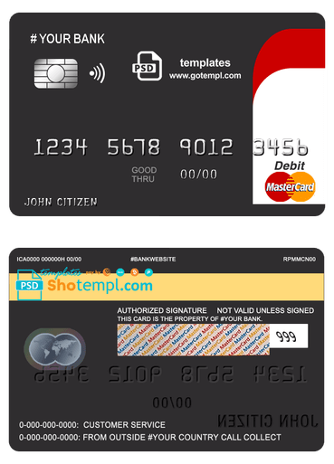 # blackistic universal multipurpose bank mastercard debit credit card template in PSD format, fully editable