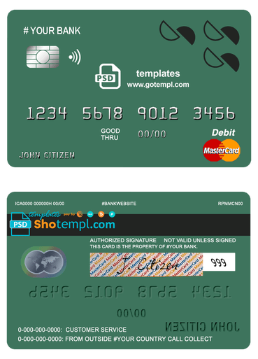 # creations line universal multipurpose bank mastercard debit credit card template in PSD format, fully editable