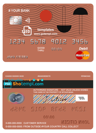 # culture abstract universal multipurpose bank mastercard debit credit card template in PSD format, fully editable